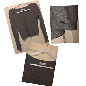 Hollister Charcoal Long Sleeve Wrap Top